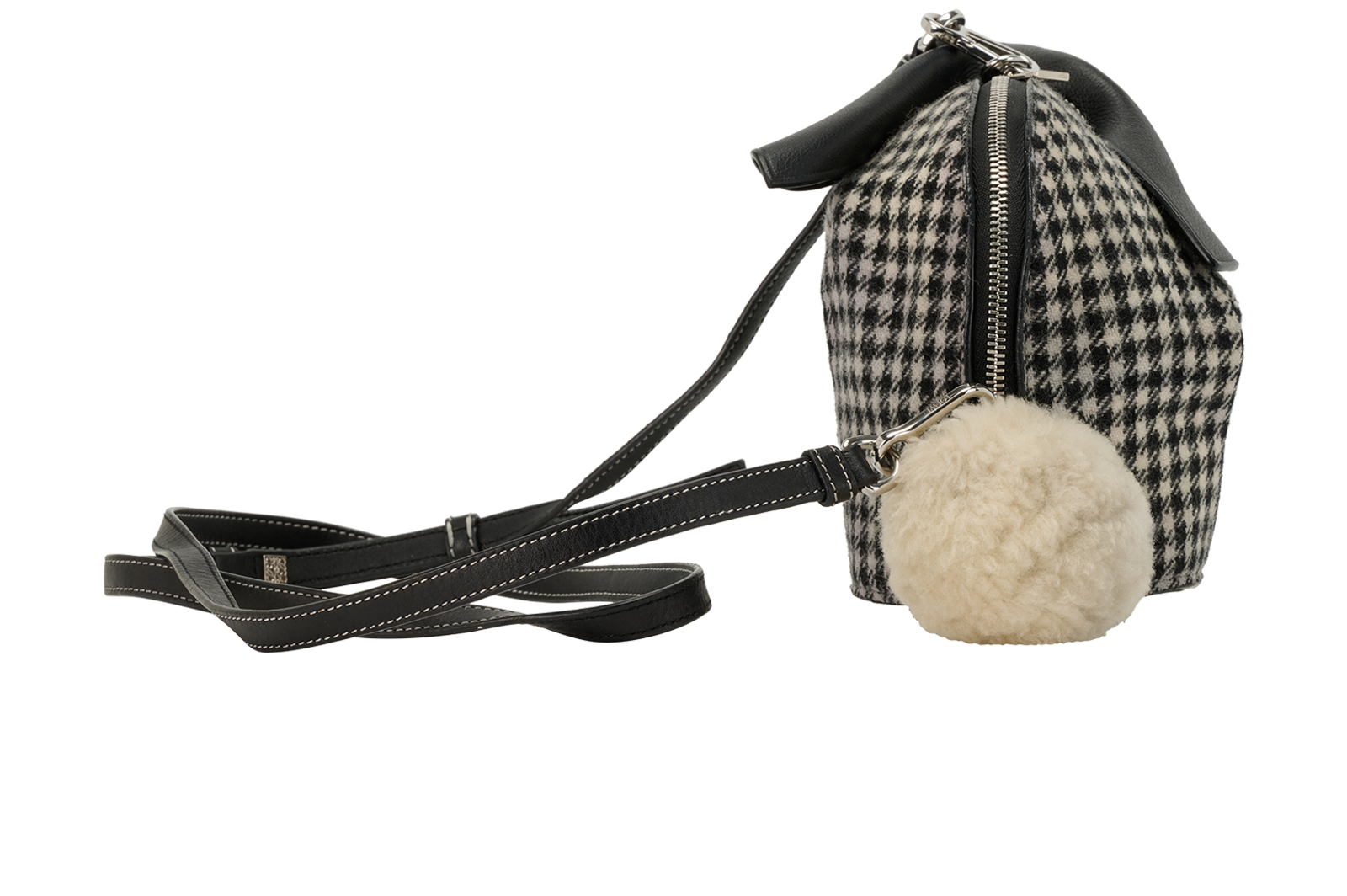 Mini Bunny Houndstooth Crossbody, &pound;495, Handbags, Black/White, Fabric/Leather, Side view